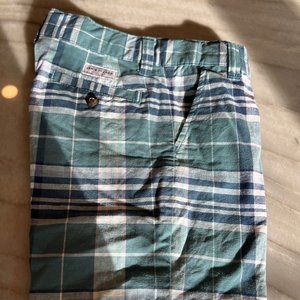 Janie & Jack Boys Size 4 Poplin Teal Plaid Shorts
